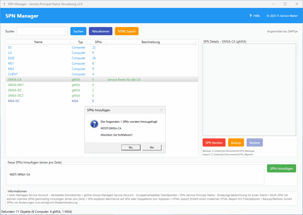 Add SPN with SPN Manager