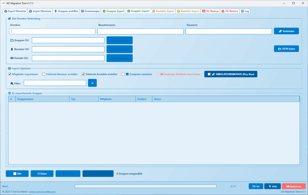 Gruppen Import Gruppen Import